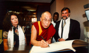 Dalai Lama signs